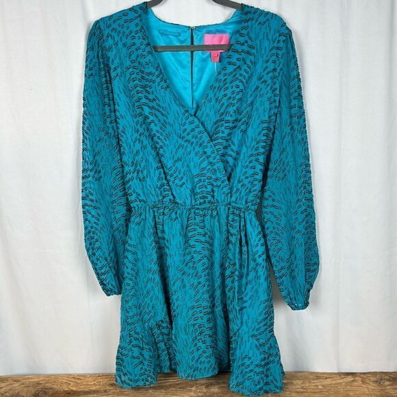 NWT Lilly Pulitzer Allie Long Sleeve Romper - Teal Bay X small - Picture 4 of 11